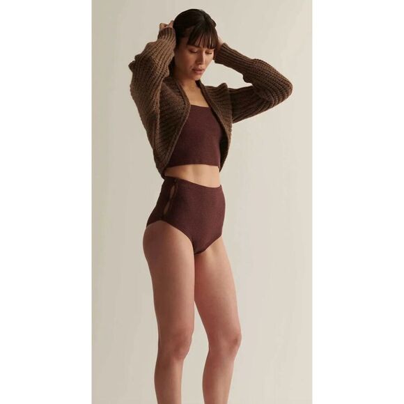 Skin Sage Bra & High Waisted Bloomers in Port in Organic Cotton Blend Size 2/Med - Picture 1 of 10